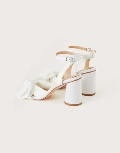 Block Heel Bow Heeled Sandals Ivory