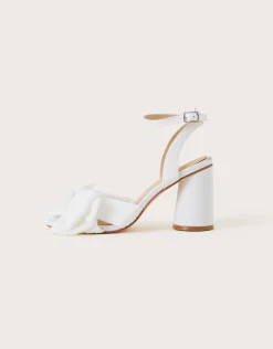Block Heel Bow Heeled Sandals Ivory