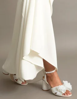Block Heel Bow Heeled Sandals Ivory