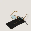 Blue-Tinted Tort Aviator Sunglasses