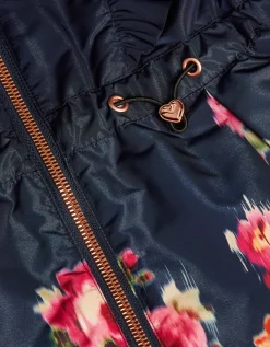 Blurred Floral Print Coat Blue