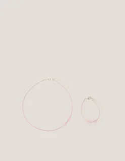 Bow Beaded Necklace & Bracelet Set