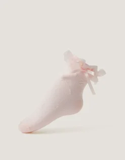 Bow Frilly Socks Pink