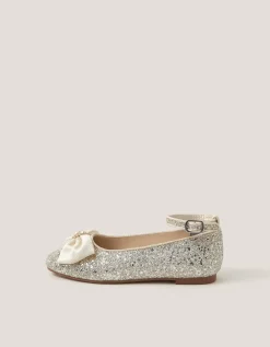 Bow Glitter Ballet Flats Ivory