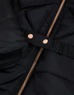 Bow Hooded Puffer Coat Black
