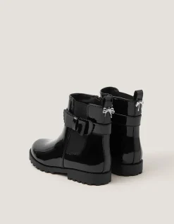 Bow Patent Chelsea Boot School Shoes Black