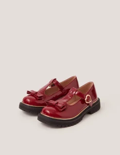 Bow Patent Mary Jane Brogues Red