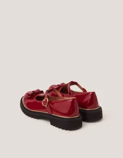 Bow Patent Mary Jane Brogues Red