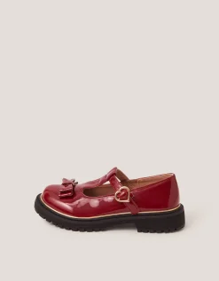 Bow Patent Mary Jane Brogues Red