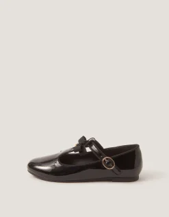 Bow Patent Mary Jane School Shoes Black