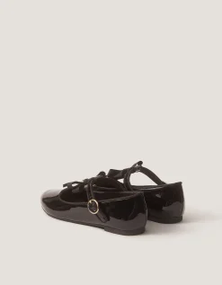 Bow Patent Mary Jane School Shoes Black
