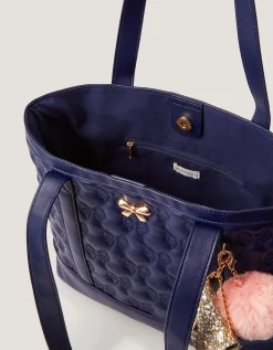 Bow Quilted School Tote Bag