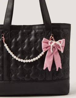 Bow Quilted School Tote Bag