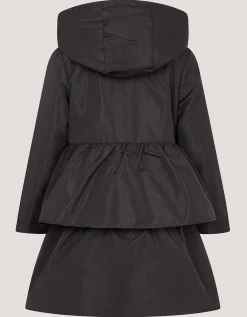 Bow Ruffle Shower Resistant Jacket Black