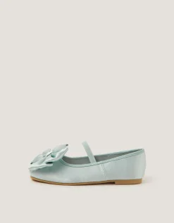 Bow Satin Ballet Flats Green