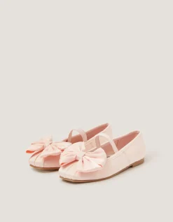 Bow Satin Ballet Flats Pink