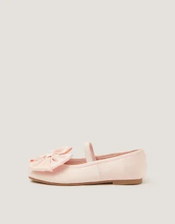 Bow Satin Ballet Flats Pink