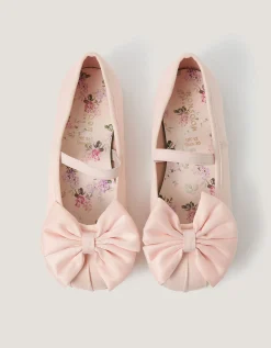 Bow Satin Ballet Flats Pink