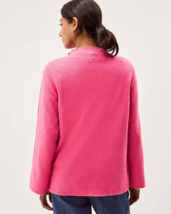 Breda Funnel Neck Button Jumper Pink