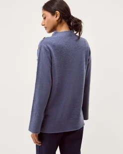 Breda Funnel Neck Button Jumper Blue