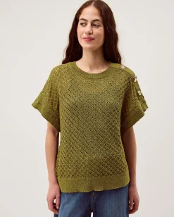 Bree Button Knit Jumper Green