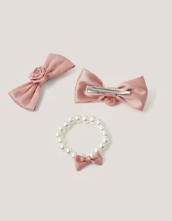 Bridesmaid Rosette Bag & Accessories Set Pink