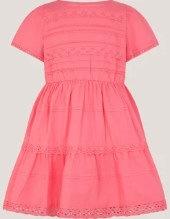 Broderie Tiered Dress Pink