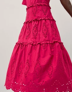 Brooke Cutwork Midi Dress Pink