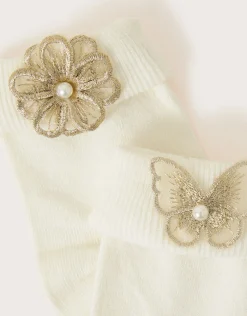 Butterfly and Flower Socks Set of Two Multi
