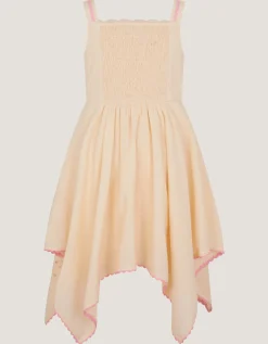 Butterfly Embroidered Hanky Hem Dress Ivory