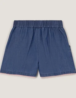 Butterfly Embroidered Pull On Shorts Blue