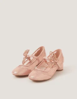 Butterfly Polka Dot Mesh Heels Gold