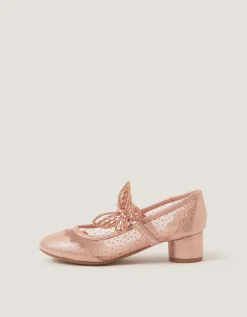 Butterfly Polka Dot Mesh Heels Gold