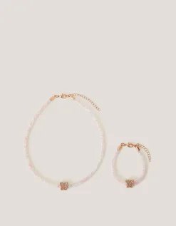 Butterfly Tube Necklace and Bracelet Set