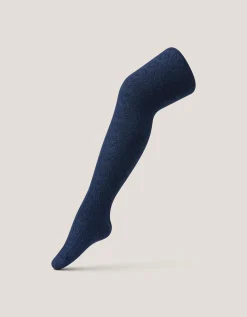 Cable Heart Glitter Tights Blue