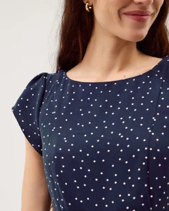 Caitie Polka Dot Maxi Dress Blue