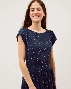 Caitie Polka Dot Maxi Dress Blue