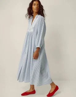Callie Stripe Midi Shirt Dress Blue