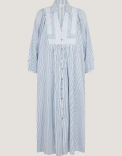 Callie Stripe Midi Shirt Dress Blue