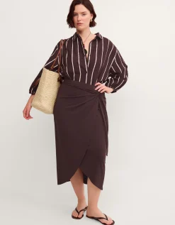 Callie Thorpe x Monsoon Jersey Sarong Skirt Brown