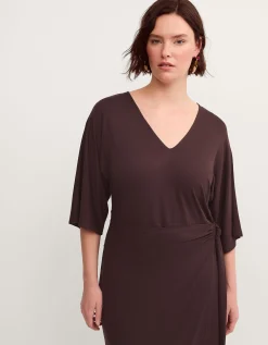 Callie Thorpe x Monsoon Jersey Midi Wrap Dress Brown