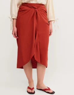 Callie Thorpe x Monsoon Linen Blend Sarong Skirt Orange