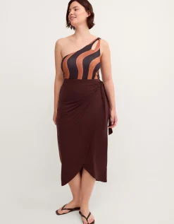 Callie Thorpe x Monsoon One-Shoulder Wave Print Shaping Swimsuit Black