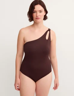 Callie Thorpe x Monsoon One-Shoulder Shaping Swimsuit Brown