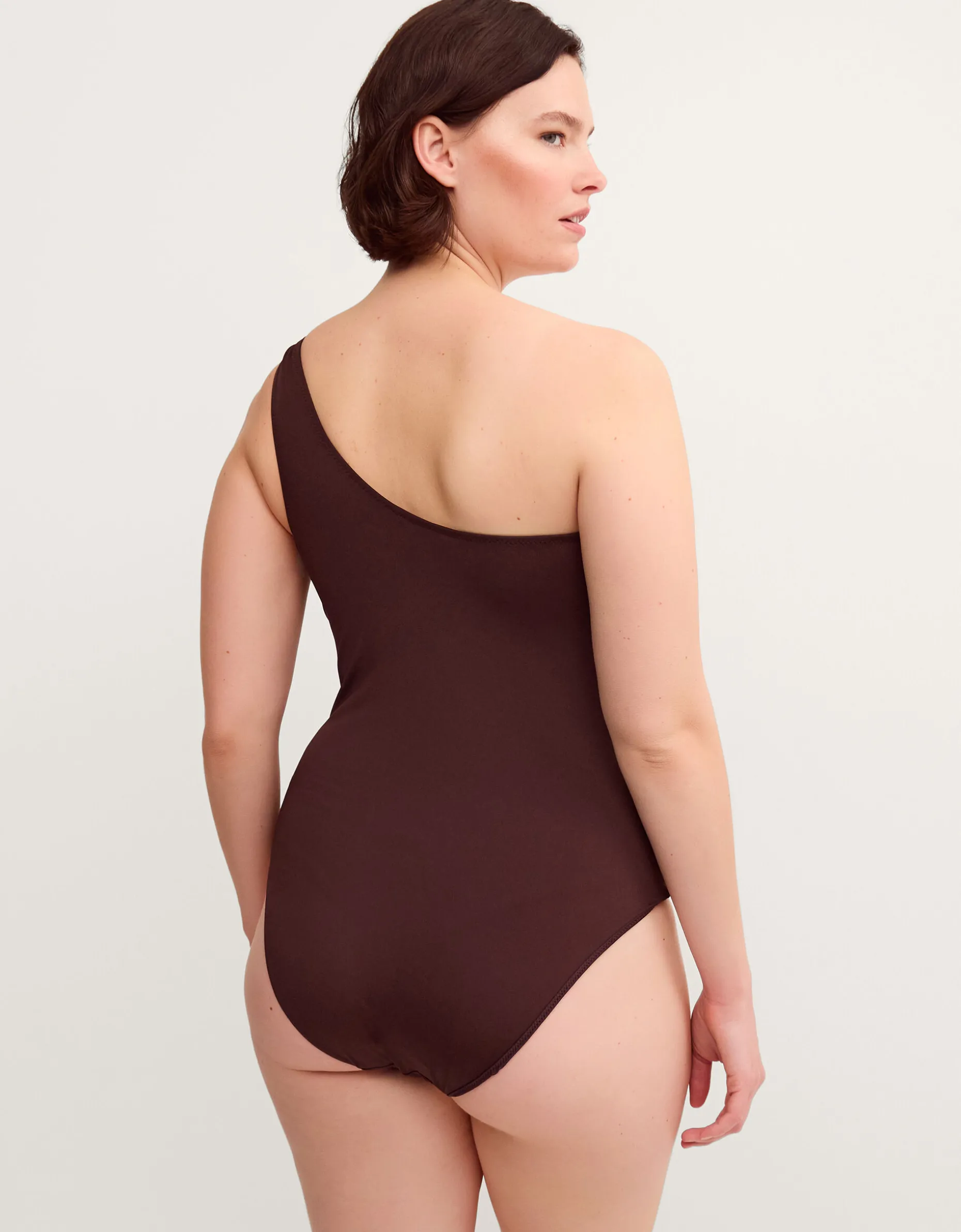 Callie Thorpe x Monsoon One-Shoulder Shaping Swimsuit Brown