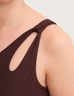 Callie Thorpe x Monsoon One-Shoulder Shaping Swimsuit Brown