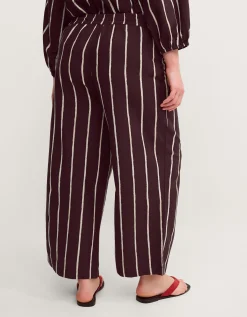 Callie Thorpe x Monsoon Stripe Linen Blend Wide Leg Trousers Brown