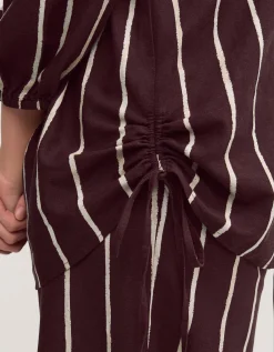 Callie Thorpe x Monsoon Stripe Linen Blend Shirt Brown