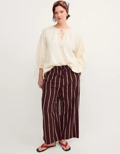 Callie Thorpe x Monsoon Tie Linen Blend Top Natural