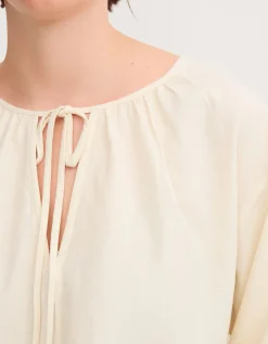 Callie Thorpe x Monsoon Tie Linen Blend Top Natural
